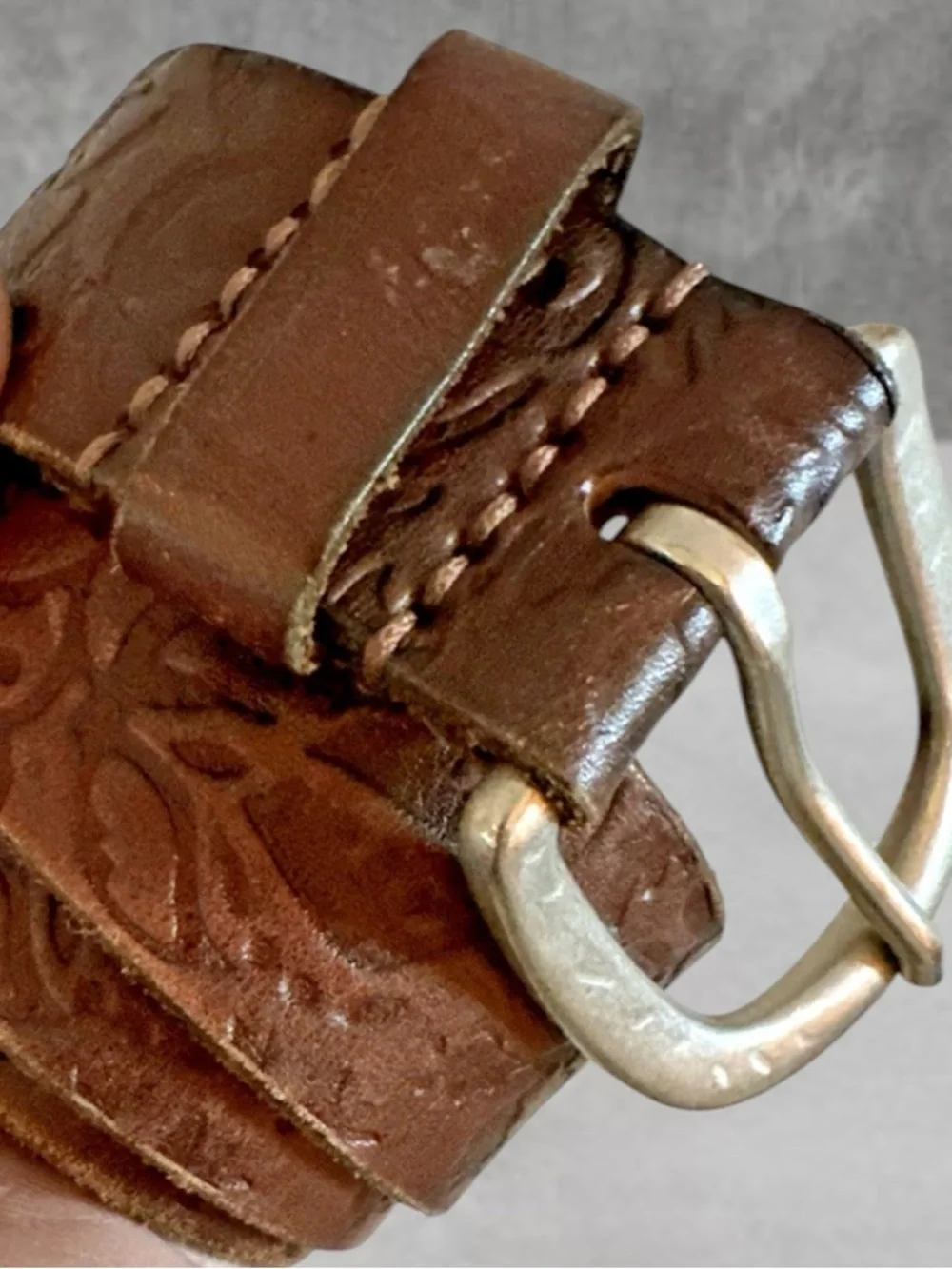 AEO EMBOSSED BOHO LEATHER BELT SMALL
